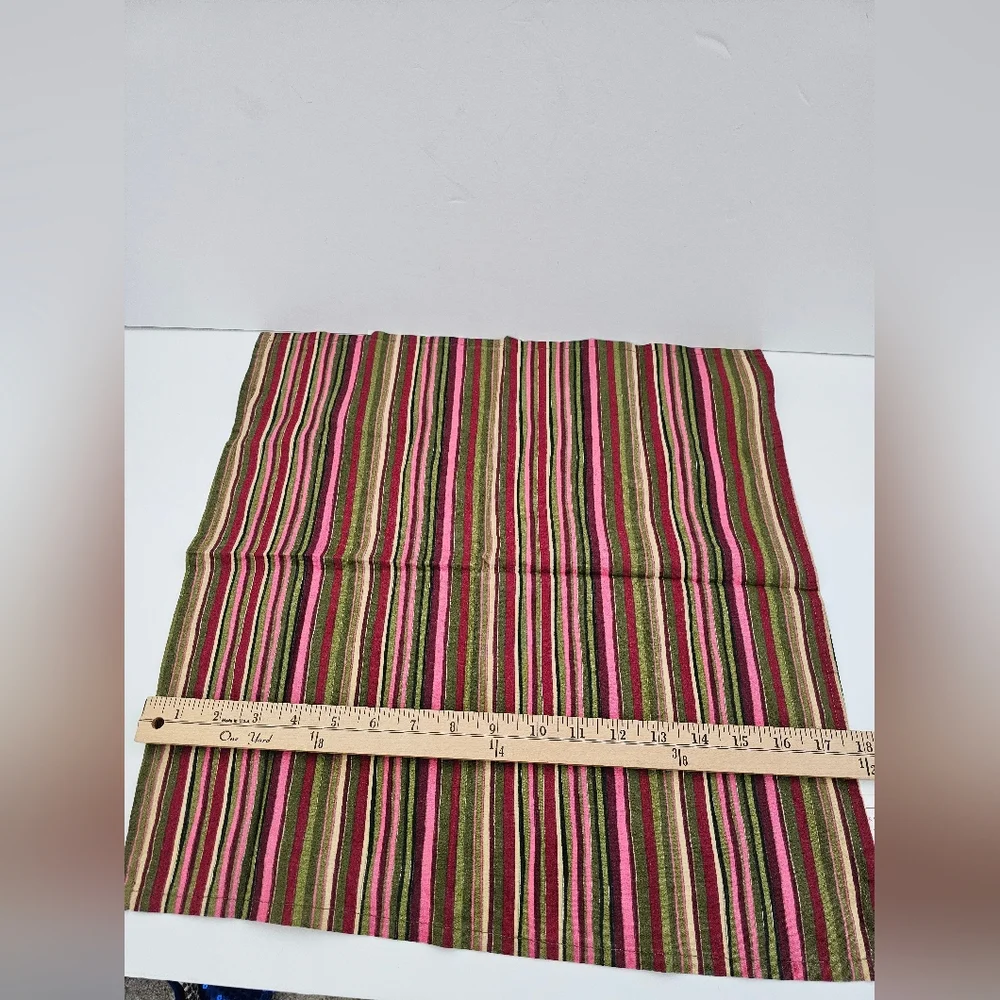 Ridgefield Home Striped Cotton Napkin Set – Pink, Green & Burgundy Multi-Stripe